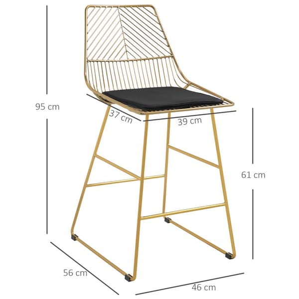 Barpall Set, 2er-Set, 46x56x95 cm, Guld