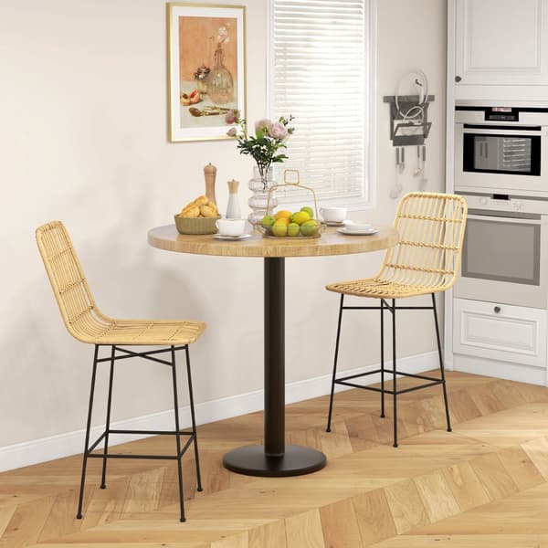 Barstol, 2er-Set, 45x53.5x105 cm, Natur & Sort