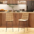 Miniatyrbillede 8 af 9: Barstol, 2er-Set, 45x53.5x105 cm, Natur & Sort