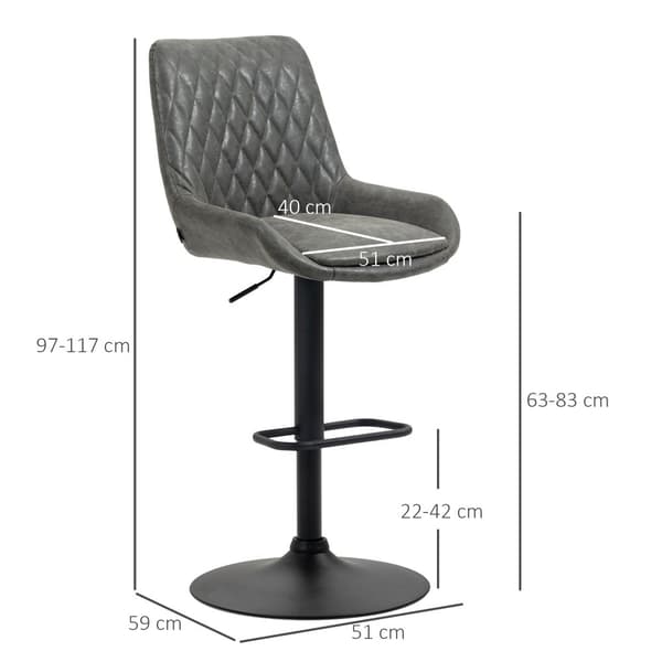 Barpall Set, 51x59x97-117 cm, Mörkgrå
