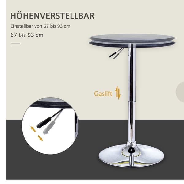 Spisebord, Ø63 x 67-93 cm, Sort