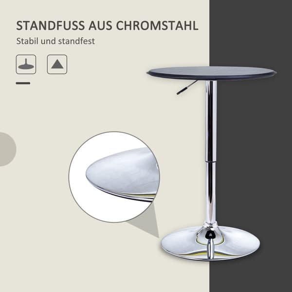 Spisebord, Ø63 x 67-93 cm, Sort