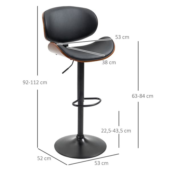 Barstol Sæt, 2er-Set, 53x52x92-112 cm, Sort