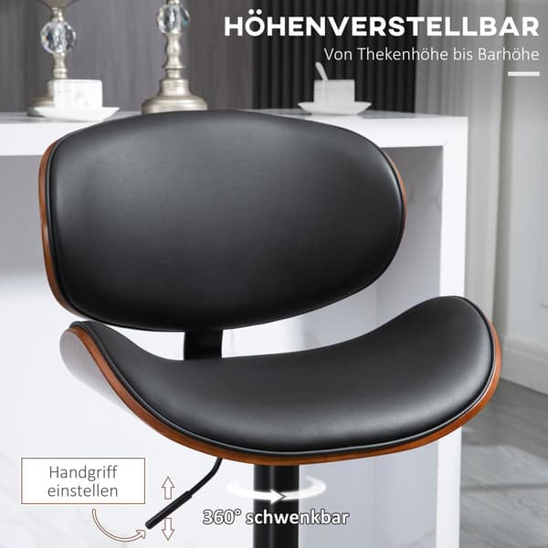 Barstol Sæt, 2er-Set, 53x52x92-112 cm, Sort