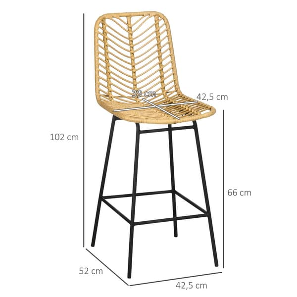Barstol Sæt, 2er, 42,5x52x102 cm, Gul + Sort