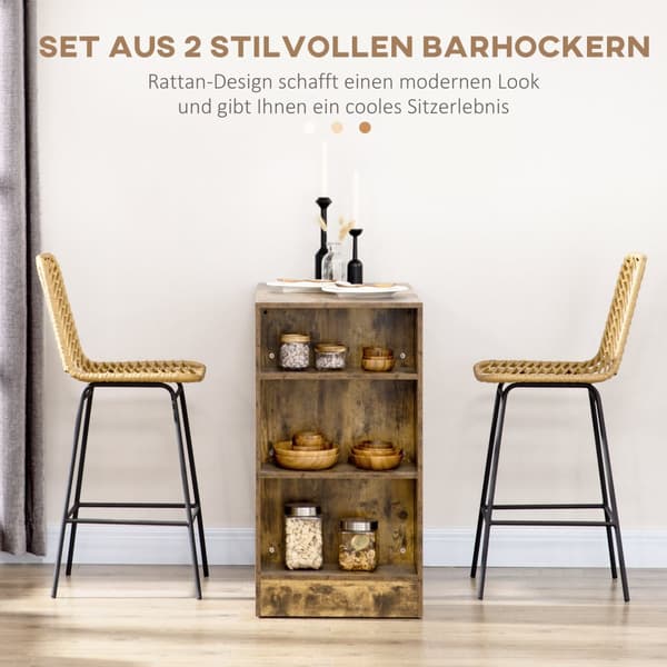 Barstol Sæt, 2er, 42,5x52x102 cm, Gul + Sort