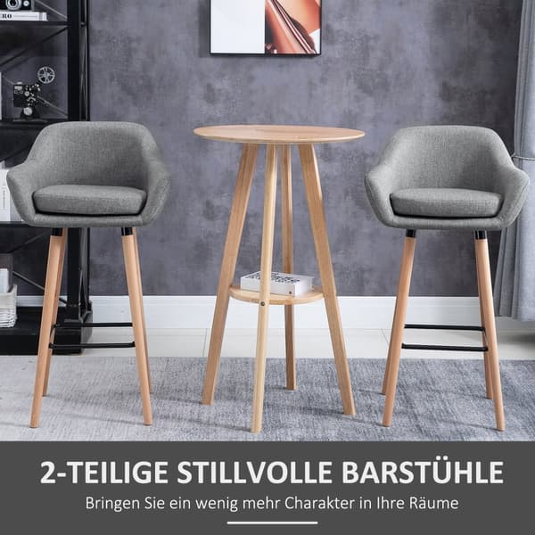 Baarituoli, 2 kpl, 55x48x100 cm, Harmaa