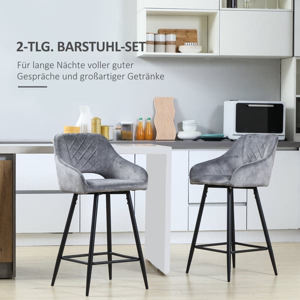 Barstol Set, 2er-Set, 50x53x94 cm, Grå