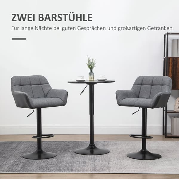 Barstol, 2er-Set, 57,5x52,5x93-114 cm, Grå