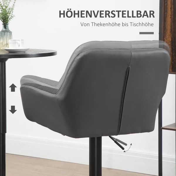 Barstol, 2er-Set, 57,5x52,5x93-114 cm, Grå