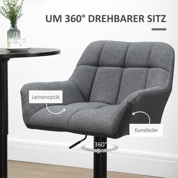 Barstol, 2er-Set, 57,5x52,5x93-114 cm, Grå