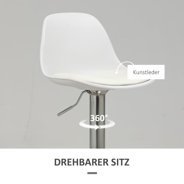 Barstol Sæt, 40x42x82-104 cm, Hvid