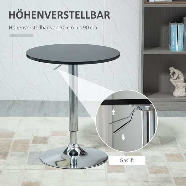 Rund Bar Bord, Ø61x70-97 cm, Svart