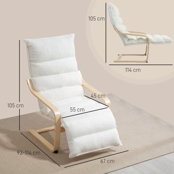 Lounge-stol, 67x93-114x105 cm, Vit