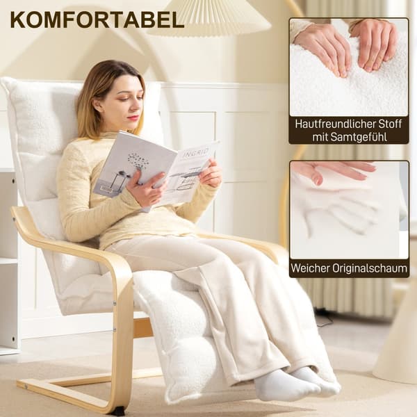 Lounge-stol, 67x93-114x105 cm, Vit