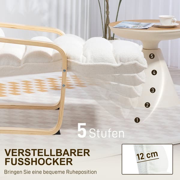 Lounge-stol, 67x93-114x105 cm, Vit
