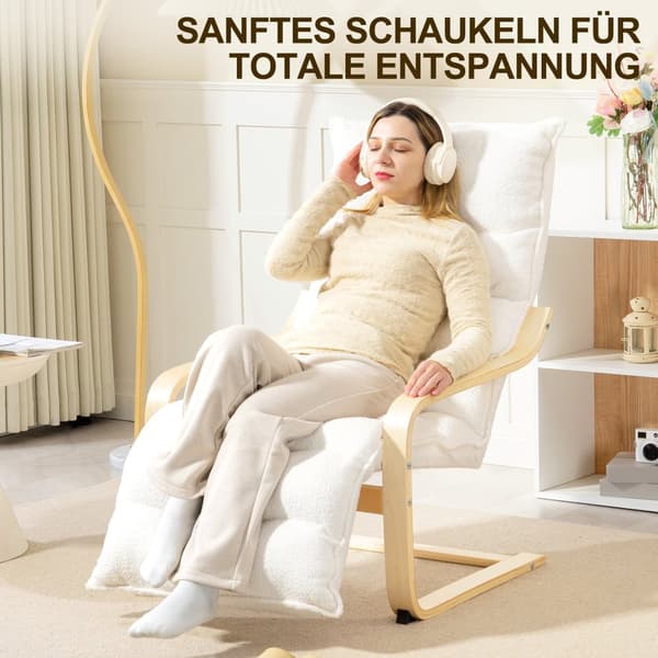 Lounge-stol, 67x93-114x105 cm, Vit
