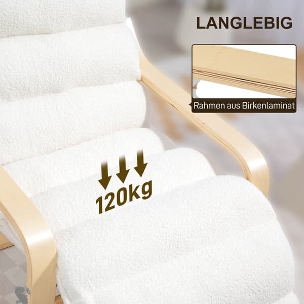 Lounge-stol, 67x93-114x105 cm, Vit