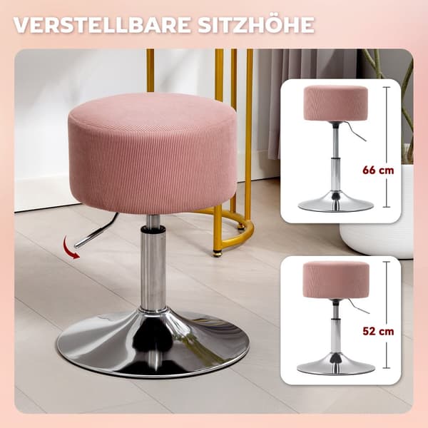 Barstol, Ø38x52-66H cm, Rosa
