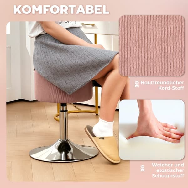 Barstol, Ø38x52-66H cm, Rosa