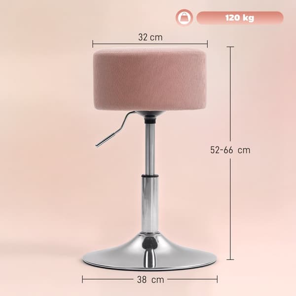 Barstol, Ø38x52-66H cm, Rosa