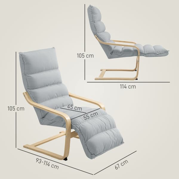 Loungestol, 67x93-114x105 cm, Lysegrå