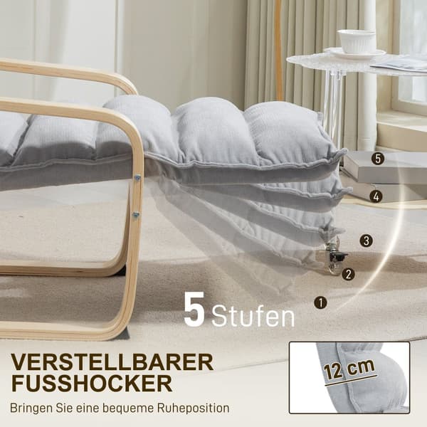 Loungestol, 67x93-114x105 cm, Lysegrå