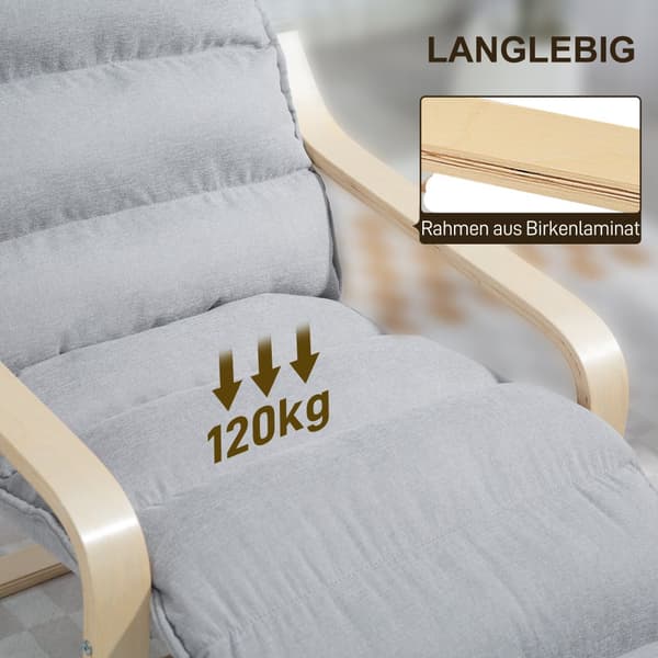 Loungestol, 67x93-114x105 cm, Lysegrå