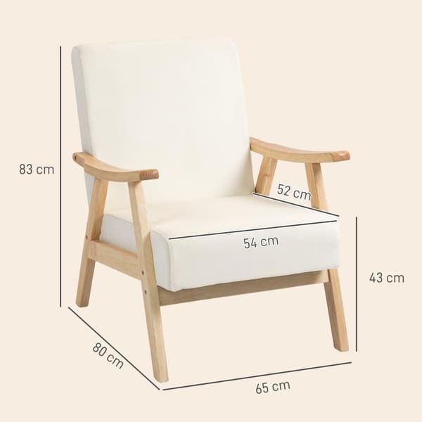 Stue Stol, 65x80x83 cm, Creme Hvid