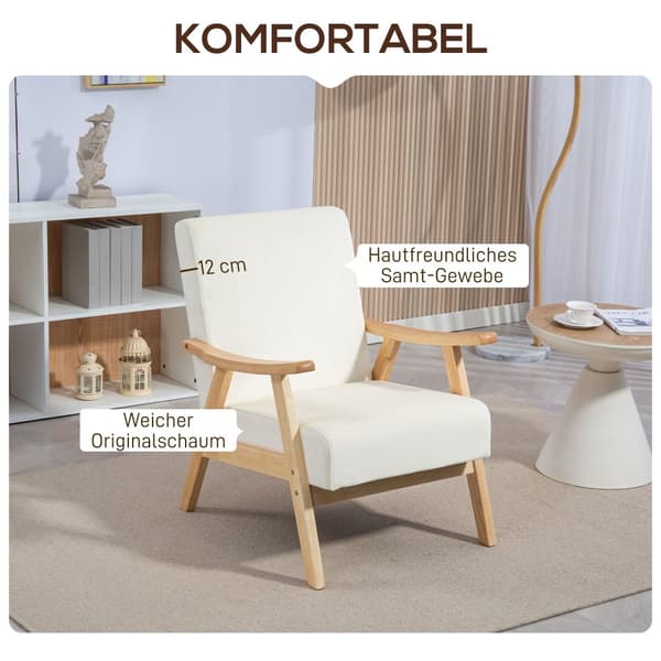Stue Stol, 65x80x83 cm, Creme Hvid