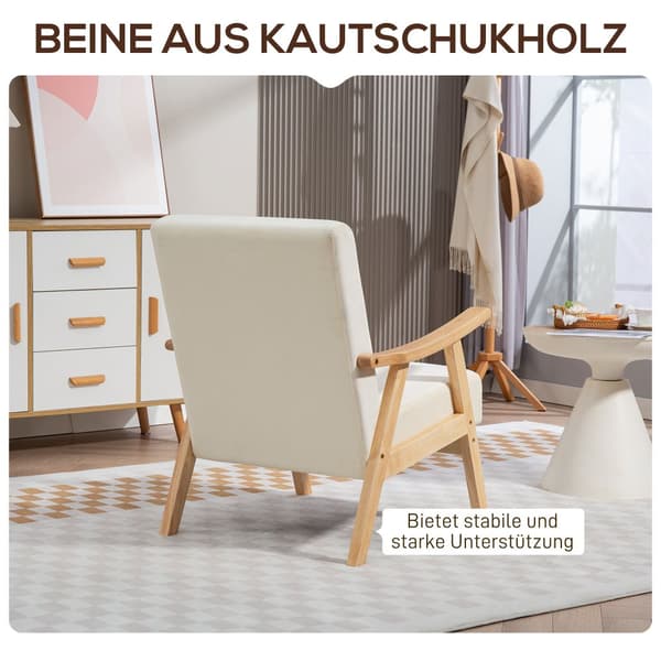 Stue Stol, 65x80x83 cm, Creme Hvid