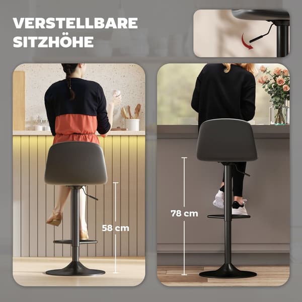 Barstol, 40.5x44x84-104 cm, Sort