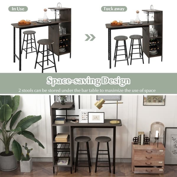 Bartbord & Stol Set, 120x40x35 cm, 30x30x60 cm, Brun