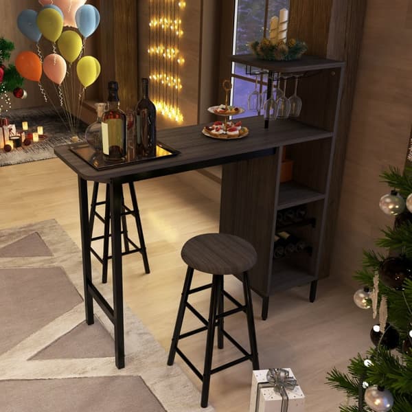Bartbord & Stol Set, 120x40x35 cm, 30x30x60 cm, Brun