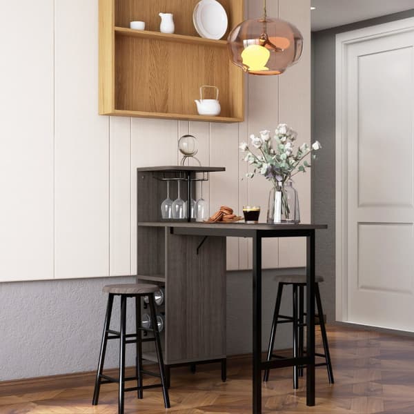 Bartbord & Stol Set, 120x40x35 cm, 30x30x60 cm, Brun