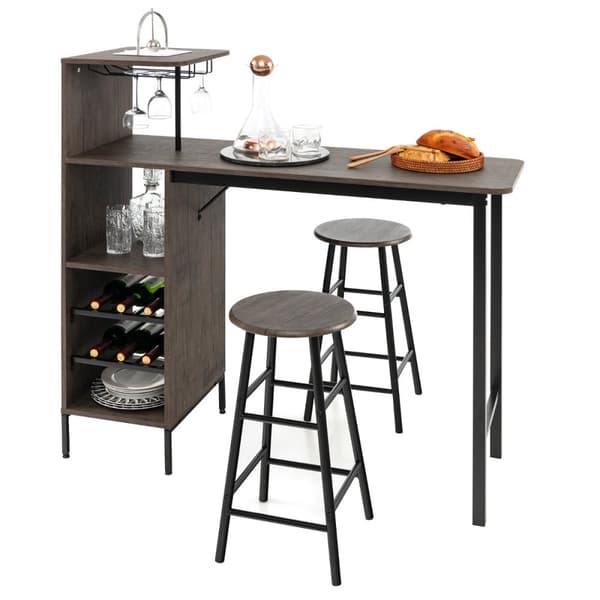 Bartbord & Stol Set, 120x40x35 cm, 30x30x60 cm, Brun