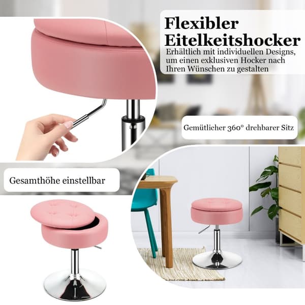 Smink pall, 41,5x50-66 cm, Rosa