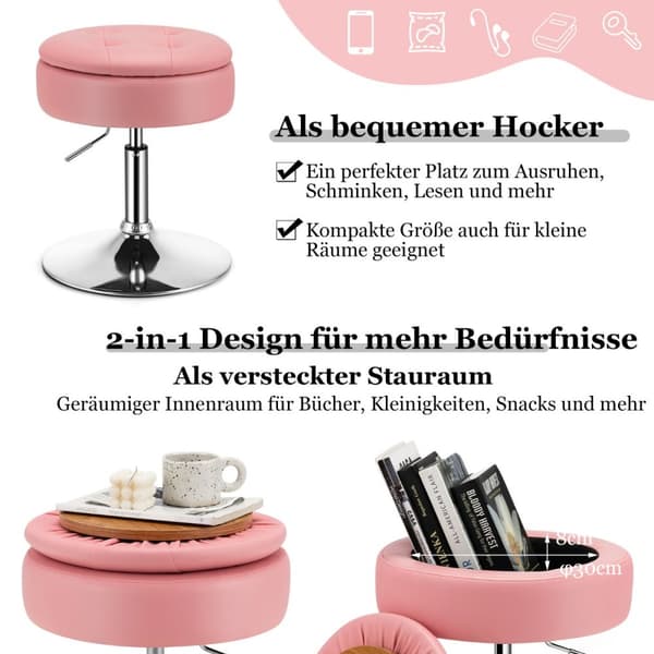 Smink pall, 41,5x50-66 cm, Rosa