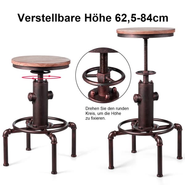 Barstol, 44x44x59,5-75 cm, Natur Bronze