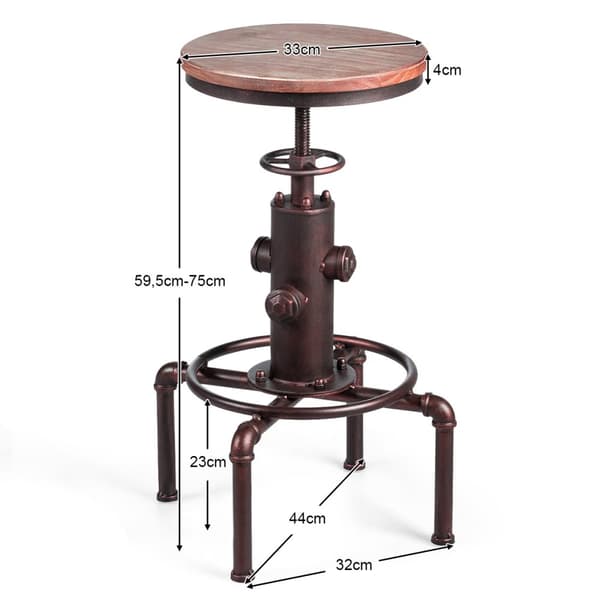 Barstol, 44x44x59,5-75 cm, Natur Bronze
