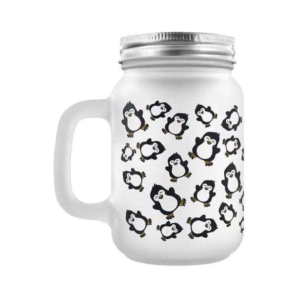 Psycho Penguin Frosted Mason Jar Frosted One Size