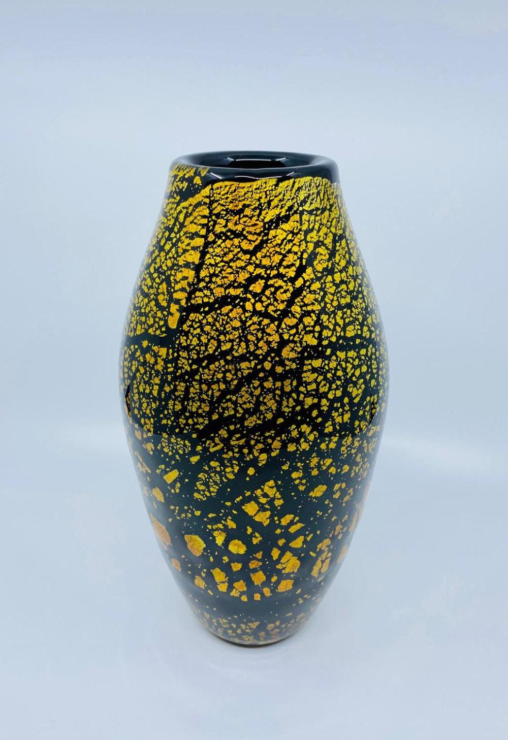 Gyllene Tider - Konstglas Vas - Svart / Guld Unikat design Robert Oldergaarden