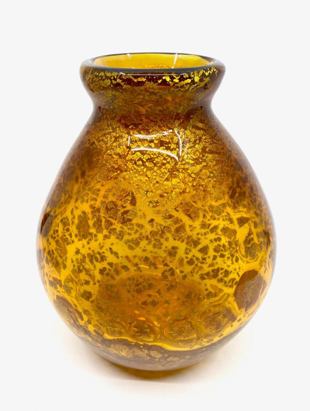 Gyllene Tider - Konstglas Urna Bärnsten / Guld Unik design Robert Oldergaarden