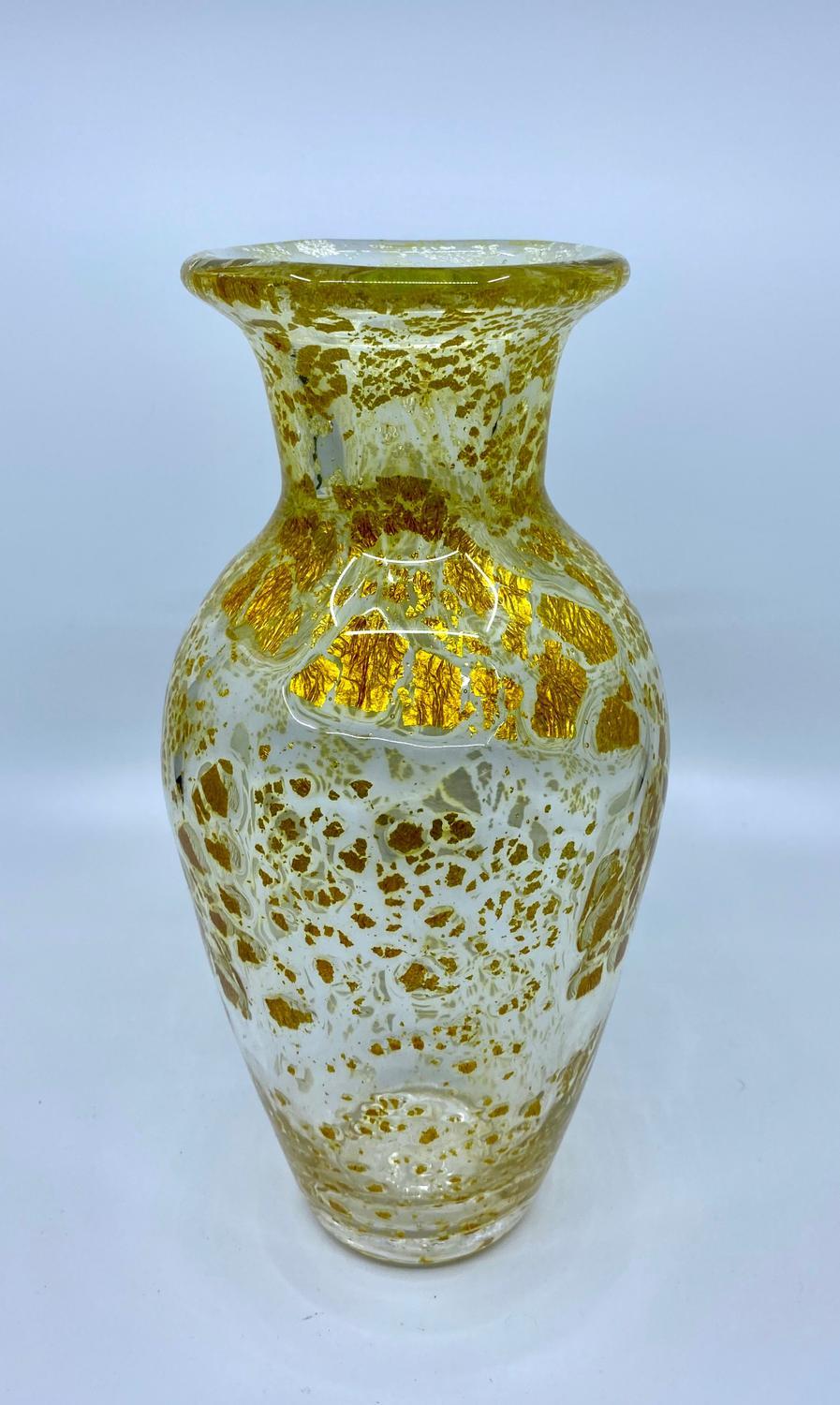 Gyllene Tider - Konstglas Vas - Klarglas / Guld Unik design Robert Oldergaarden