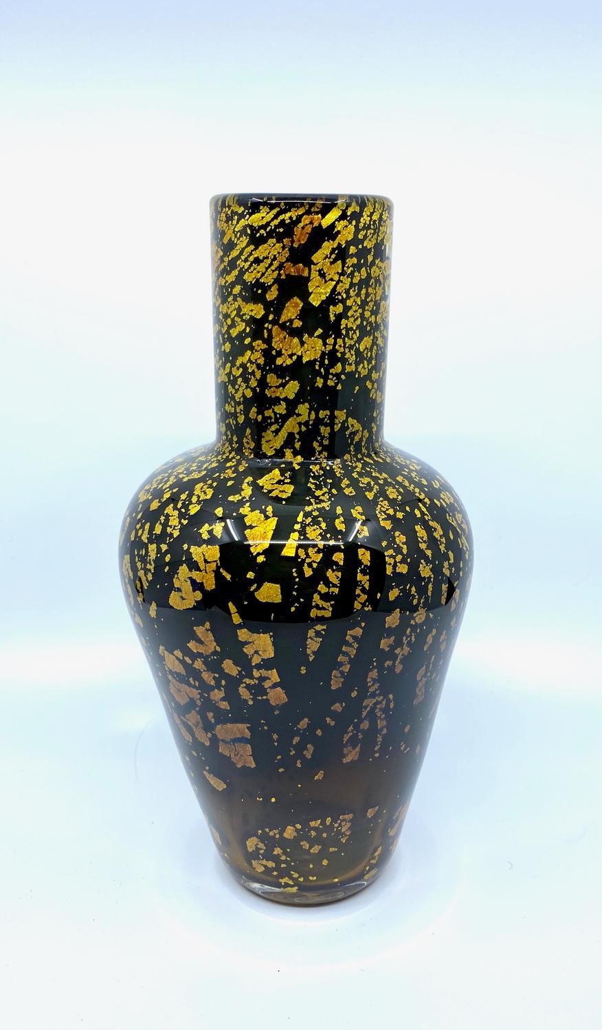 Gyllene Tider - Konstglas Hög Vas - Svart / Guld Unik design Robert Oldergaarden