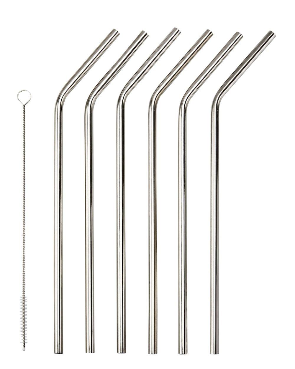 Cocktail sugerør rustfri 6-pak rengøringsbørste længde 23 cm