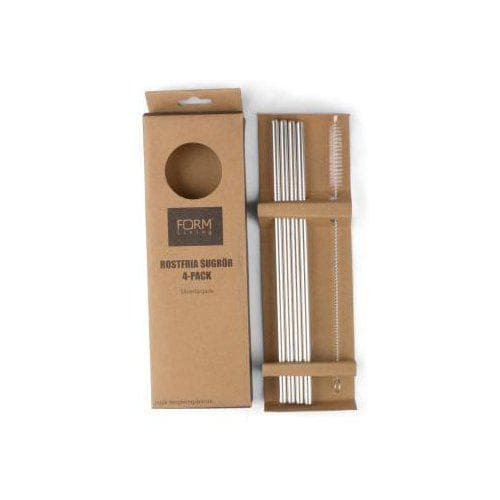 No1 Sugrör metall 4 -Pack med diskborste rak Silver