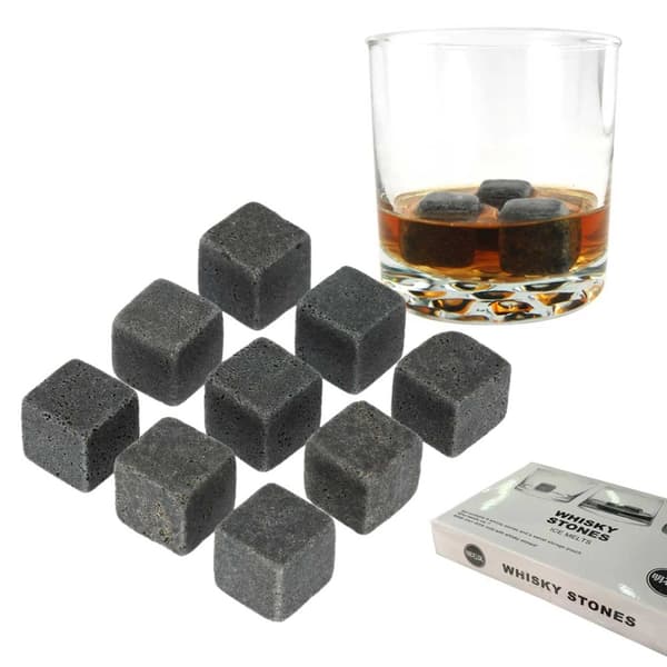 9 -pakk naturlige whisky -steiner - isbiter av steingrå
