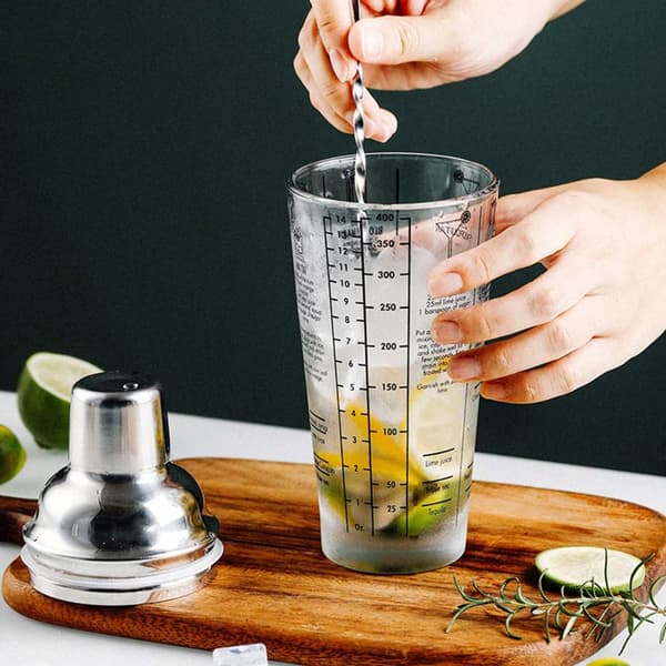 Cocktailshaker med drikkeopskrift 400 ml shaker glas rustfrit stål