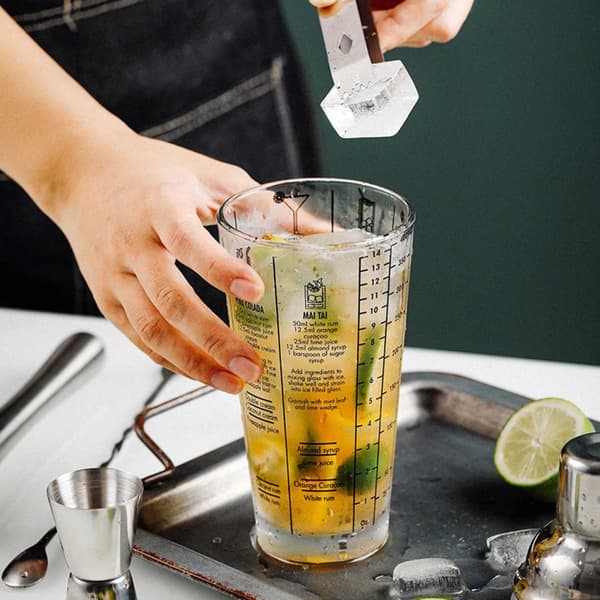 Cocktailshaker med drikkeopskrift 400 ml shaker glas rustfrit stål